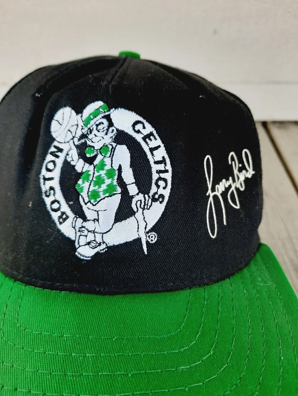 Vintage 90s AJD Boston Celtics Larry Bird #33 NBA Basketball Snapback Hat OS